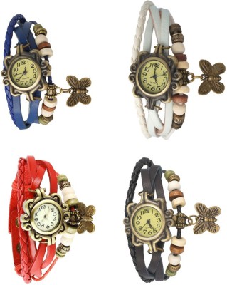 NS18 Vintage Butterfly Rakhi Combo of 4 Blue, Red, White And Black Analog Watch  - For Women   Watches  (NS18)