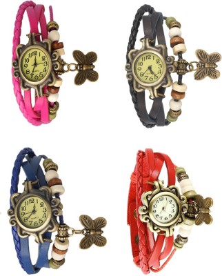 NS18 Vintage Butterfly Rakhi Combo of 4 Pink, Blue, Black And Red Analog Watch  - For Women   Watches  (NS18)