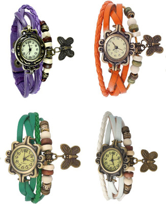 

Kissu Vintage Rakhi Combo of 4 Purple, Green, Orange And White Watch - For Women