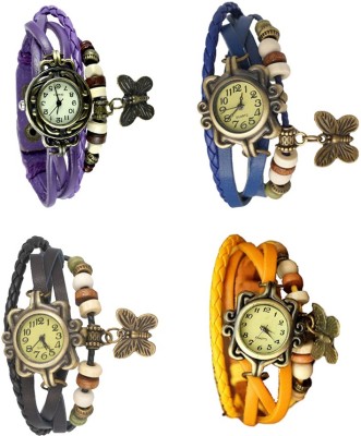 NS18 Vintage Butterfly Rakhi Combo of 4 Purple, Black, Blue And Yellow Analog Watch  - For Women   Watches  (NS18)