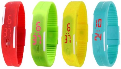 NS18 Silicone Led Magnet Band Watch Combo of 4 Red, Green, Yellow And Sky Blue Digital Watch  - For Couple   Watches  (NS18)