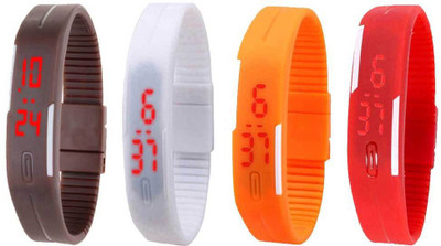 

Kissu Led Magnet Band Combo of 4 Brown, White, Orange And Red Watch - For Men & Women