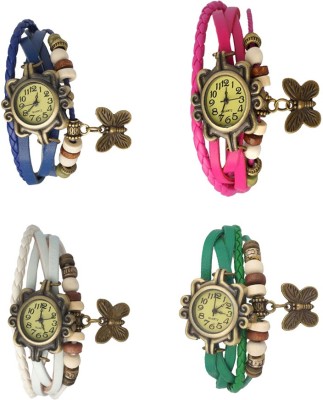 NS18 Vintage Butterfly Rakhi Combo of 4 Blue, White, Pink And Green Analog Watch  - For Women   Watches  (NS18)