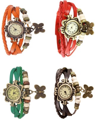 NS18 Vintage Butterfly Rakhi Combo of 4 Orange, Green, Red And Brown Analog Watch  - For Women   Watches  (NS18)