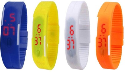 NS18 Silicone Led Magnet Band Combo of 4 Blue, White, Yellow And Orange Digital Watch  - For Boys & Girls   Watches  (NS18)