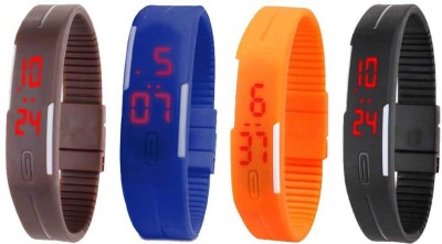 NS18 Silicone Led Magnet Band Combo of 4 Brown, Blue, Orange And Black Digital Watch  - For Boys & Girls   Watches  (NS18)