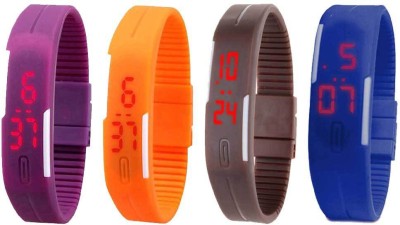 NS18 Silicone Led Magnet Band Combo of 4 Purple, Orange, Brown And Blue Digital Watch  - For Boys & Girls   Watches  (NS18)