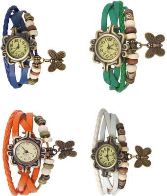 

NS18 Vintage Butterfly Rakhi Combo of 4 Blue, Orange, Green And White Watch - For Women