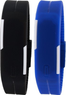 Pappi Boss Unisex Set of 2 Black & Dark Blue Silicone LED Band Digital Watch  - For Men & Women   Watches  (Pappi Boss)