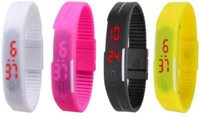 NS18 Silicone Led Magnet Band Combo of 4 White, Pink, Black And Yellow Digital Watch  - For Boys & Girls   Watches  (NS18)