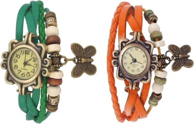 NS18 Vintage Butterfly Rakhi Watch Combo of 2 Green And Orange Analog Watch  - For Women   Watches  (NS18)
