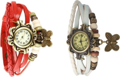 NS18 Vintage Butterfly Rakhi Watch Combo of 2 Red And White Analog Watch  - For Women   Watches  (NS18)
