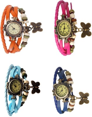 NS18 Vintage Butterfly Rakhi Combo of 4 Orange, Sky Blue, Pink And Blue Analog Watch  - For Women   Watches  (NS18)
