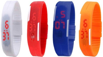 NS18 Silicone Led Magnet Band Combo of 4 White, Red, Blue And Orange Digital Watch  - For Boys & Girls   Watches  (NS18)