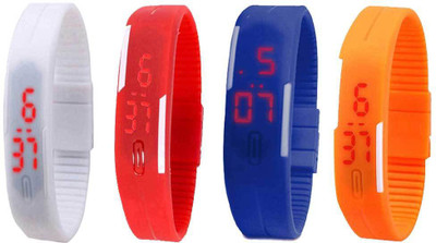 

Kissu Led Magnet Band Combo of 4 White, Red, Blue And Orange Watch - For Men & Women