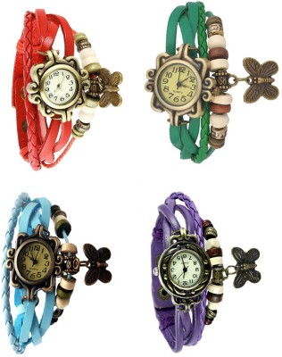 NS18 Vintage Butterfly Rakhi Combo of 4 Red, Sky Blue, Green And Purple Analog Watch  - For Women   Watches  (NS18)