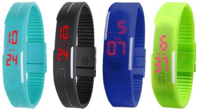 NS18 Silicone Led Magnet Band Combo of 4 Sky Blue, Black, Blue And Green Digital Watch  - For Boys & Girls   Watches  (NS18)