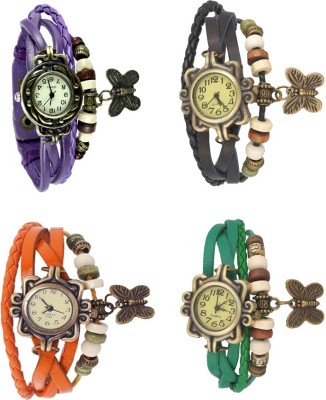 NS18 Vintage Butterfly Rakhi Combo of 4 Purple, Orange, Black And Green Analog Watch  - For Women   Watches  (NS18)