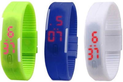NS18 Silicone Led Magnet Band Combo of 3 Green, Blue And White Digital Watch  - For Boys & Girls   Watches  (NS18)
