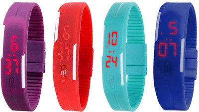 View NS18 Silicone Led Magnet Band Combo of 4 Purple, Red, Sky Blue And Blue Digital Watch  - For Boys & Girls Wrist Watches Price Online(NS18)