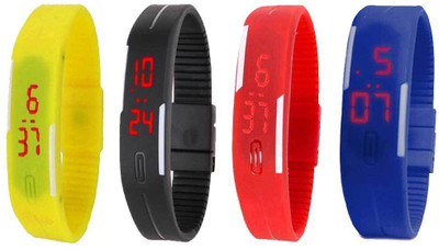 

Kissu Led Magnet Band Combo of 4 Yellow, Black, Red And Blue Watch - For Men & Women