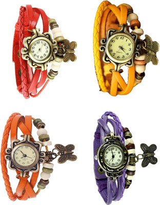 

Kissu Vintage Rakhi Combo of 4 Red, Orange, Yellow And Purple Watch - For Women