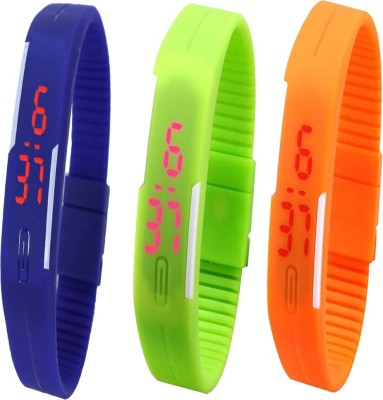 Twok Combo of Led Band Blue + Green + Orange Digital Watch  - For Men & Women   Watches  (Twok)