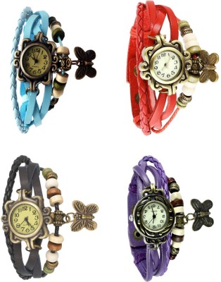 NS18 Vintage Butterfly Rakhi Combo of 4 Sky Blue, Black, Red And Purple Analog Watch  - For Women   Watches  (NS18)