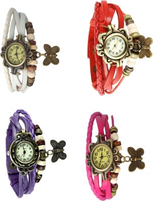 NS18 Vintage Butterfly Rakhi Combo of 4 White, Purple, Red And Pink Analog Watch  - For Women   Watches  (NS18)