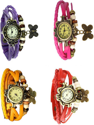 

Kissu Vintage Rakhi Combo of 4 Purple, Yellow, Pink And Red Watch - For Women