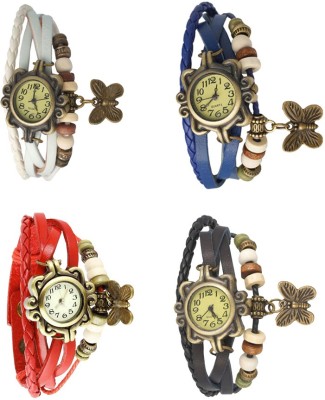 NS18 Vintage Butterfly Rakhi Combo of 4 White, Red, Blue And Black Analog Watch  - For Women   Watches  (NS18)
