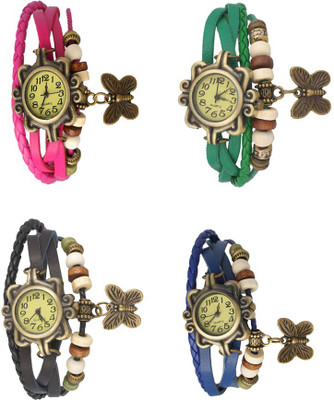 

Kissu Vintage Rakhi Combo of 4 Pink, Black, Green And Blue Watch - For Women