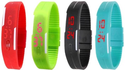 NS18 Silicone Led Magnet Band Watch Combo of 4 Red, Green, Black And Sky Blue Digital Watch  - For Couple   Watches  (NS18)