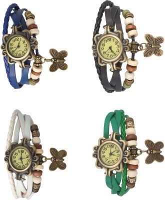 NS18 Vintage Butterfly Rakhi Combo of 4 Blue, White, Black And Green Analog Watch  - For Women   Watches  (NS18)