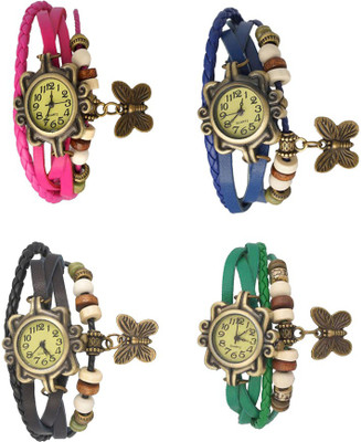 

Kissu Vintage Rakhi Combo of 4 Pink, Black, Blue And Green Watch - For Women