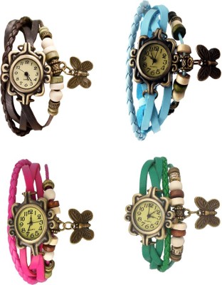 NS18 Vintage Butterfly Rakhi Combo of 4 Brown, Pink, Sky Blue And Green Watch  - For Women   Watches  (NS18)