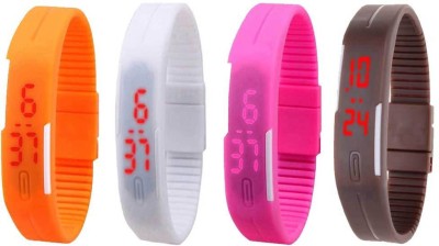 NS18 Silicone Led Magnet Band Combo of 4 Orange, White, Pink And Brown Digital Watch  - For Boys & Girls   Watches  (NS18)
