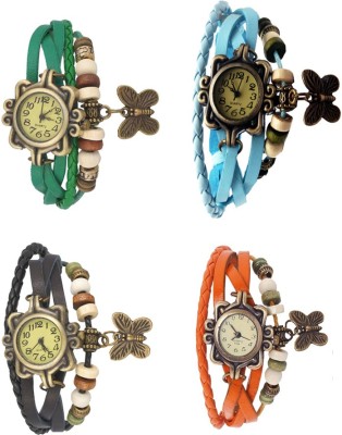 NS18 Vintage Butterfly Rakhi Combo of 4 Green, Black, Sky Blue And Orange Analog Watch  - For Women   Watches  (NS18)