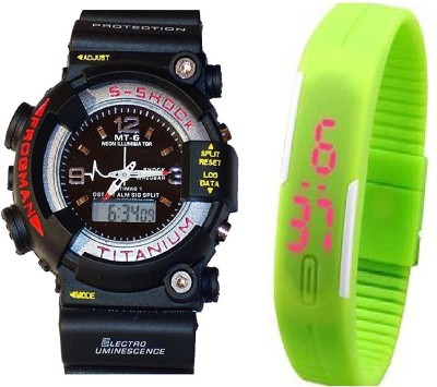 Rokcy Analog-Digital S-Shock Black Rubber Led Band Green For Boys,Girls Combo Analog-Digital Watch  - For Boys   Watches  (Rokcy)