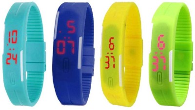 NS18 Silicone Led Magnet Band Combo of 4 Sky Blue, Blue, Yellow And Green Digital Watch  - For Boys & Girls   Watches  (NS18)