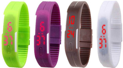 

Kissu Led Magnet Band Combo of 4 Green, Purple, Brown And White Watch - For Men & Women
