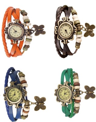 NS18 Vintage Butterfly Rakhi Combo of 4 Orange, Blue, Brown And Green Analog Watch  - For Women   Watches  (NS18)