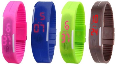 NS18 Silicone Led Magnet Band Combo of 4 Pink, Blue, Green And Brown Digital Watch  - For Boys & Girls   Watches  (NS18)