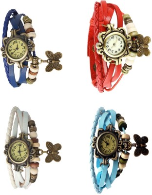 NS18 Vintage Butterfly Rakhi Combo of 4 Blue, White, Red And Sky Blue Analog Watch  - For Women   Watches  (NS18)