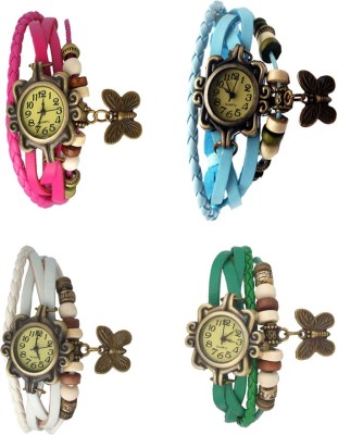 NS18 Vintage Butterfly Rakhi Combo of 4 Pink, White, Sky Blue And Green Analog Watch  - For Women   Watches  (NS18)