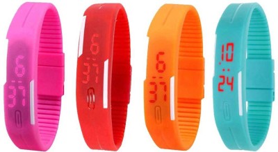 NS18 Silicone Led Magnet Band Watch Combo of 4 Pink, Red, Orange And Sky Blue Digital Watch  - For Couple   Watches  (NS18)