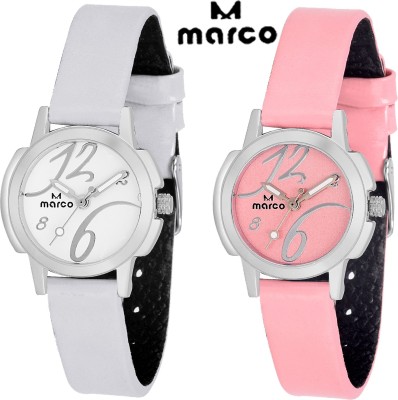 Marco elite ladies 008 white pink combo Analog Watch  - For Women   Watches  (Marco)