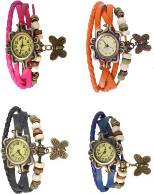 NS18 Vintage Butterfly Rakhi Combo of 4 Pink, Black, Orange And Blue Analog Watch  - For Women   Watches  (NS18)