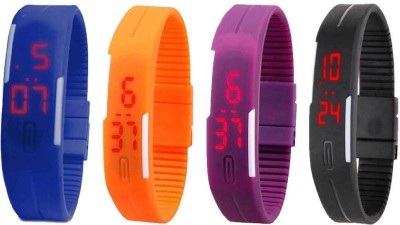NS18 Silicone Led Magnet Band Combo of 4 Blue, Orange, Purple And Black Digital Watch  - For Boys & Girls   Watches  (NS18)