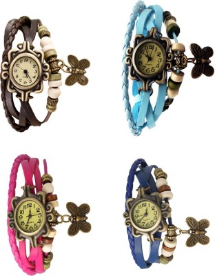 NS18 Vintage Butterfly Rakhi Combo of 4 Brown, Pink, Sky Blue And Blue Analog Watch  - For Women   Watches  (NS18)